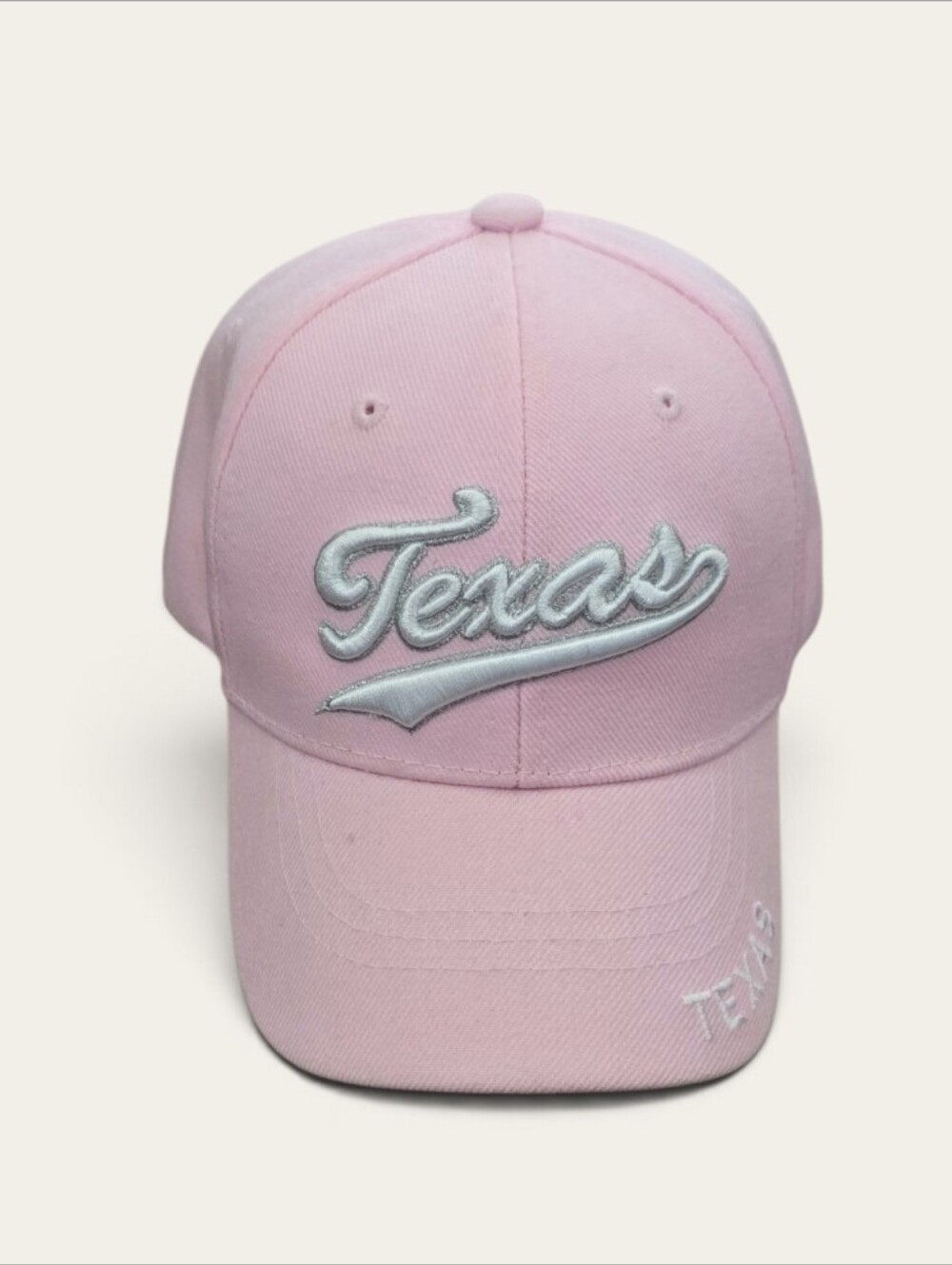 Texas Baseball Cap Script Embroidered Pink Adjustable Small - Picture 9 of 9